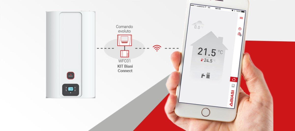 biasi caldaia a condensazione biasi dina 25 metanogpl wi fi optional completa di kit scarico fumi