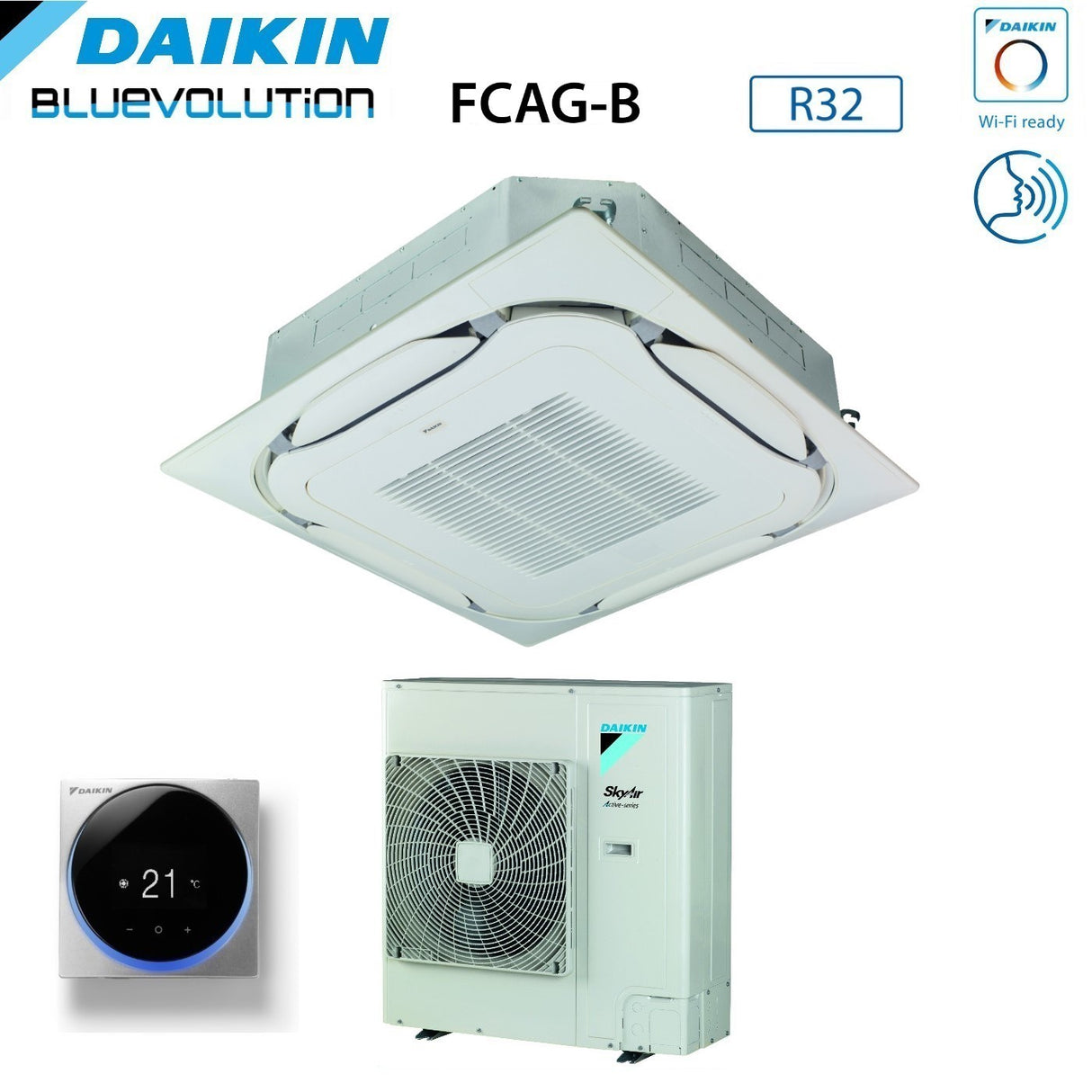 daikin climatizzatore condizionatore daikin bluevolution a cassetta round flow 36000 btu fcag100b azas100mv1 r 32 wi fi optional con griglia standard inclusa