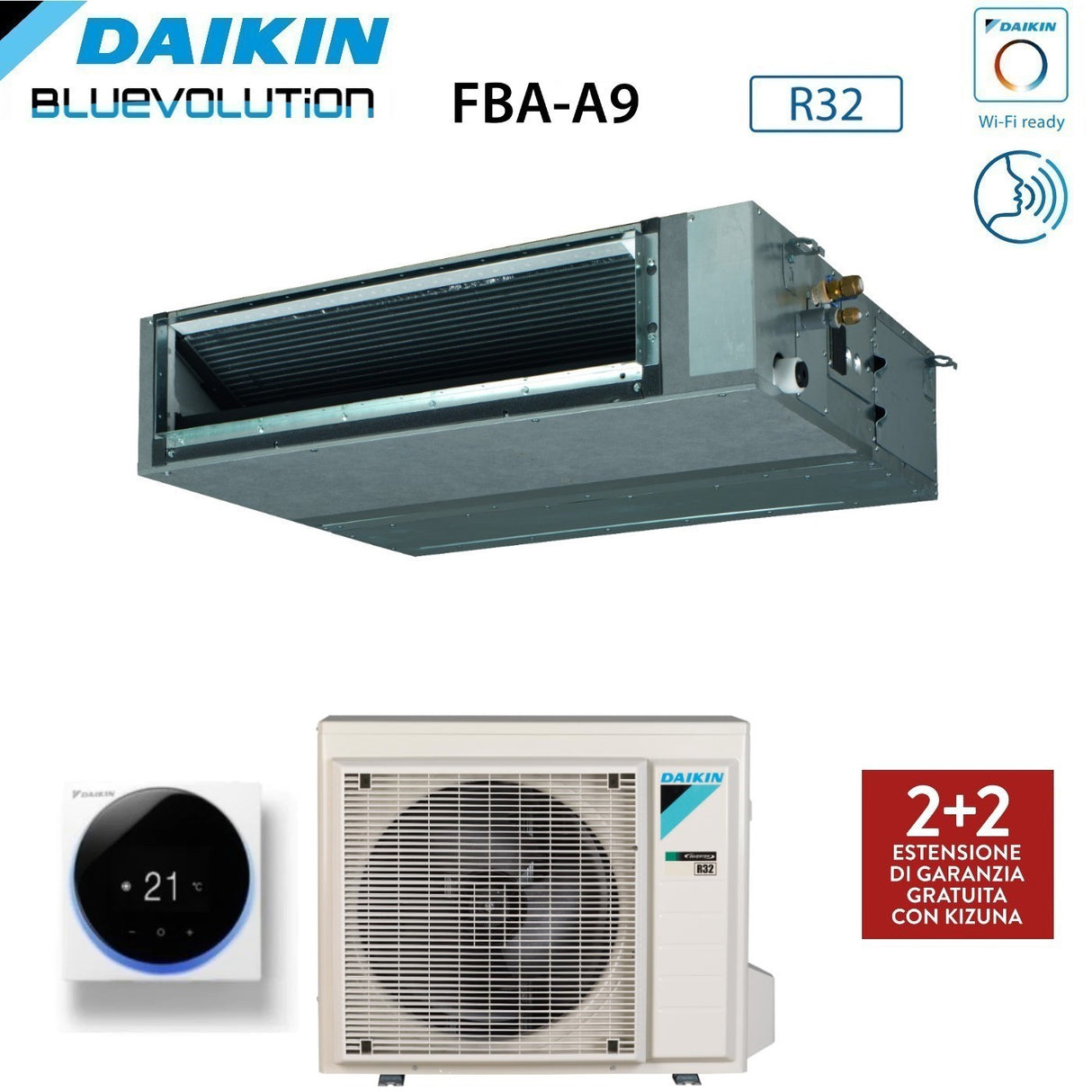 daikin climatizzatore condizionatore daikin bluevolution canalizzato media prevalenza 18000 btu fba50a monofase r 32 wi fi optional con comando a filo garanzia italiana