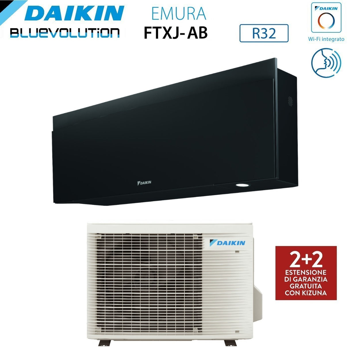 daikin climatizzatore condizionatore daikin bluevolution inverter serie emura black iii 7000 btu ftxj20ab r 32 wi fi integrato classe a garanzia italiana novita