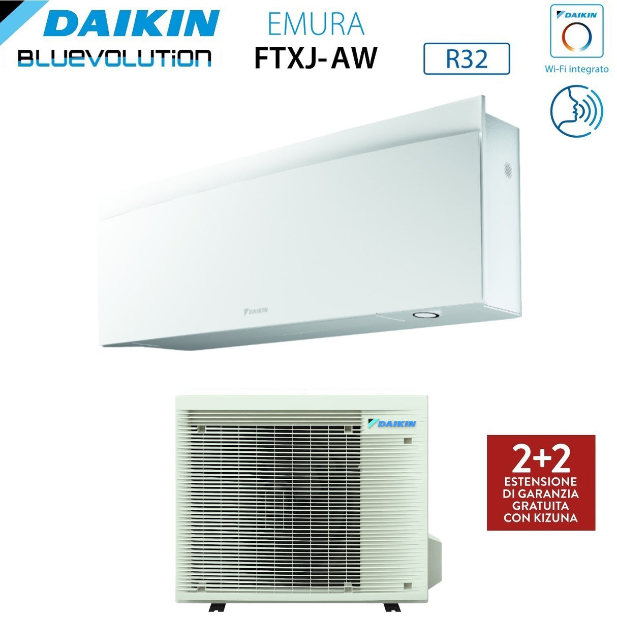 daikin climatizzatore condizionatore daikin bluevolution inverter serie emura white iii 18000 btu ftxj50aw r 32 wi fi integrato classe a garanzia italiana novita