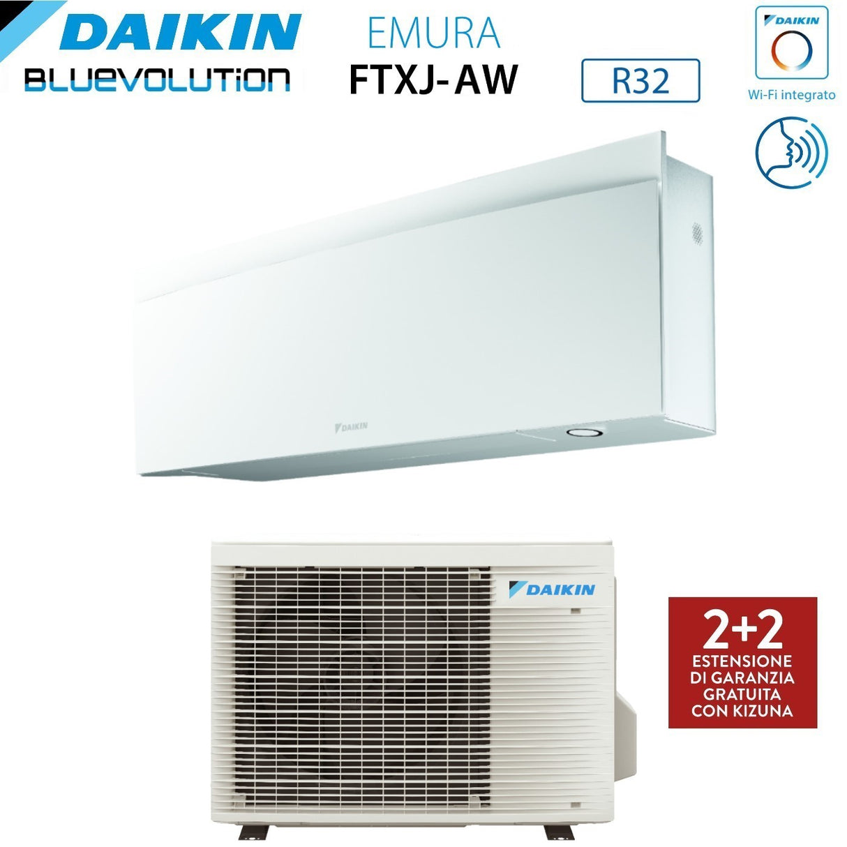 daikin climatizzatore condizionatore daikin bluevolution inverter serie emura white iii 7000 btu ftxj20aw r 32 wi fi integrato classe a garanzia italiana