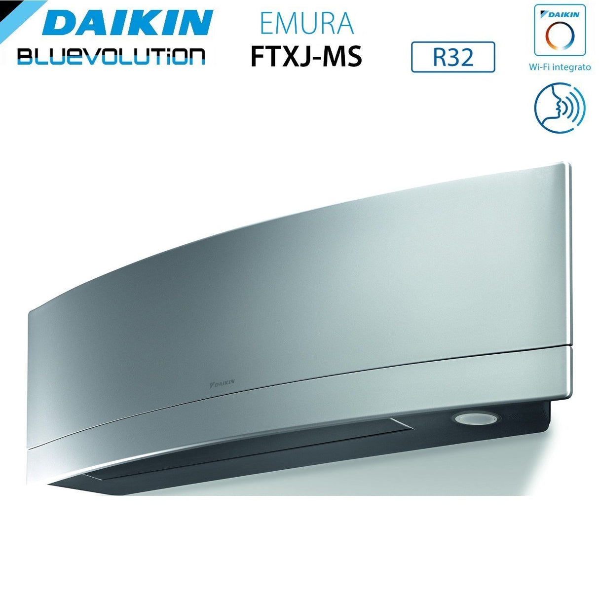 daikin unita interna a parete daikin bluevolution inverter serie emura silver 18000 btu ftxj50ms r 32 wi fi integrato colore argento