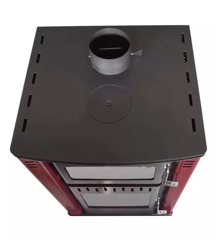 divina fire stufa a legna con forno 276kw termostufa boiler 38lt elsa rossa ean 5200416400783
