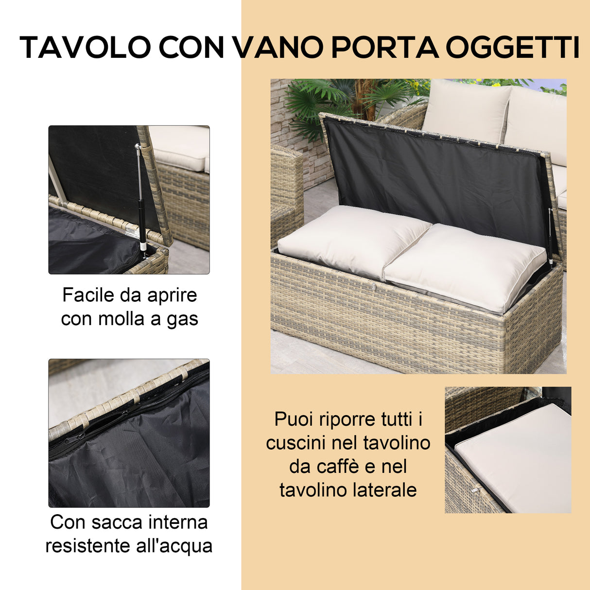 easycomfort area occasioni 2511 easycomfort set da giardino 6 pezzi in rattan con divani poltrone e tavoli contenitore beige