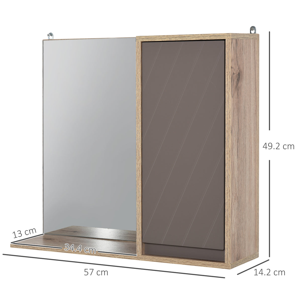 easycomfort easycomfort armadietto pensile per bagno con anta a specchio grigio e rovere ean 8054111842907