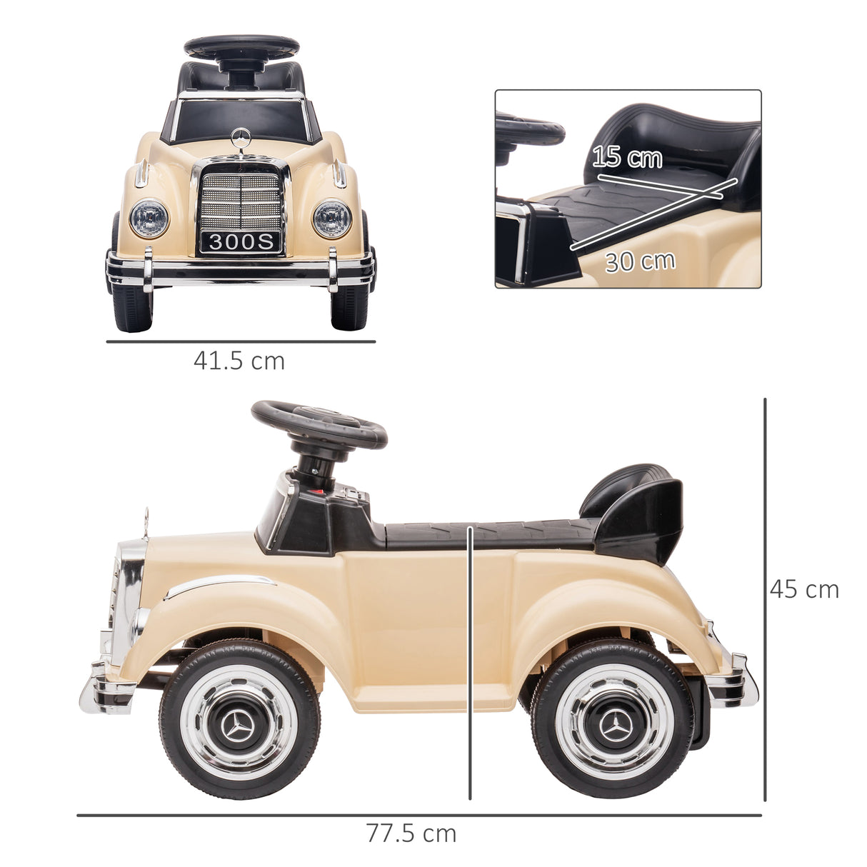 easycomfort easycomfort macchina elettrica per bambini 18 48 mesi con un clacson funzionante e usb auto licenza mercedes benz con musica beige