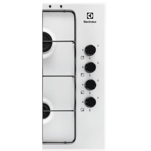 electrolux piano cottura a gas electrolux egs6414w 4 fuochi in acciaio bianco lxp 58x50 comandi laterali bruciatore wok multicorona pulizia facile ean 7332543592791
