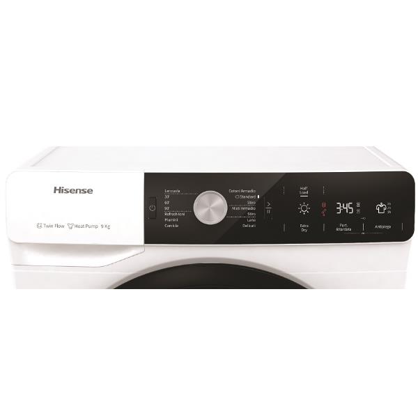 hisense asciugatrice a carica frontale hisense 9 kg dhga901nl twin flow ion refresh classe a ean 3838782437779