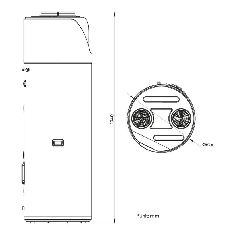 hisense scaldabagno a pompa di calore hisense hi water da 200 litri gas r290 wi fi a