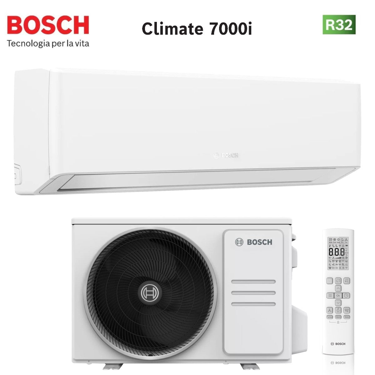 junkers bosch condizionatore bosch climate 7000i 18000 btu cl7000i set 53 e r 32 wi fi integrato