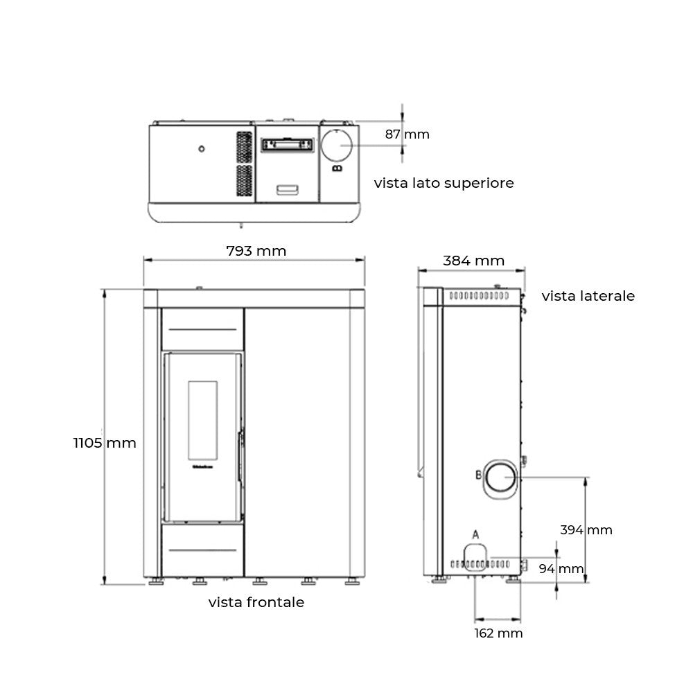 la nordica termostufa a pellet la nordica extraflame modello virna idro 155 kw colore bianca new ean 8055776918389