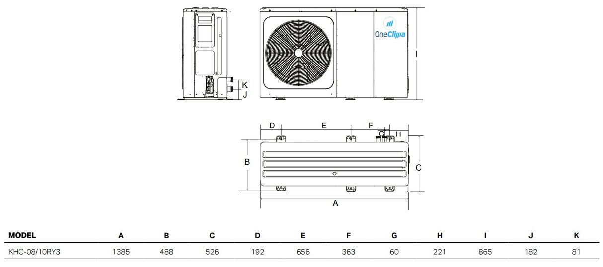 oneclima pompa di calore aria acqua monoblocco inverter oneclima khc 08ry1 b r 32 con comando incluso