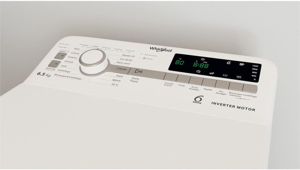 whirlpool lavatrice a carico dallalto whirlpool tdlr 65241bs it slim 65 kg classe c 1200 giri a90xl40xp60 tecnologia 6 senso motore inverter ean 8003437051586