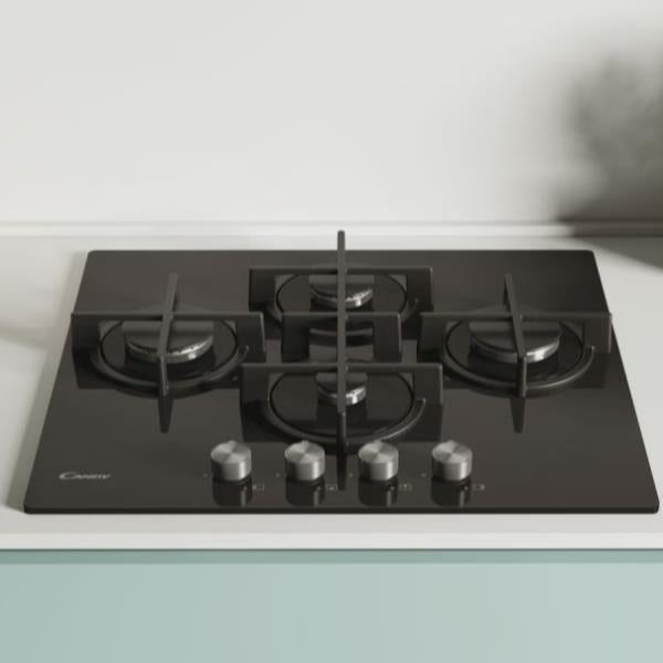 candy piano cottura a gas candy cvg6dpb 4 fuochi l595xp51 vetro nero ean 8016361996953