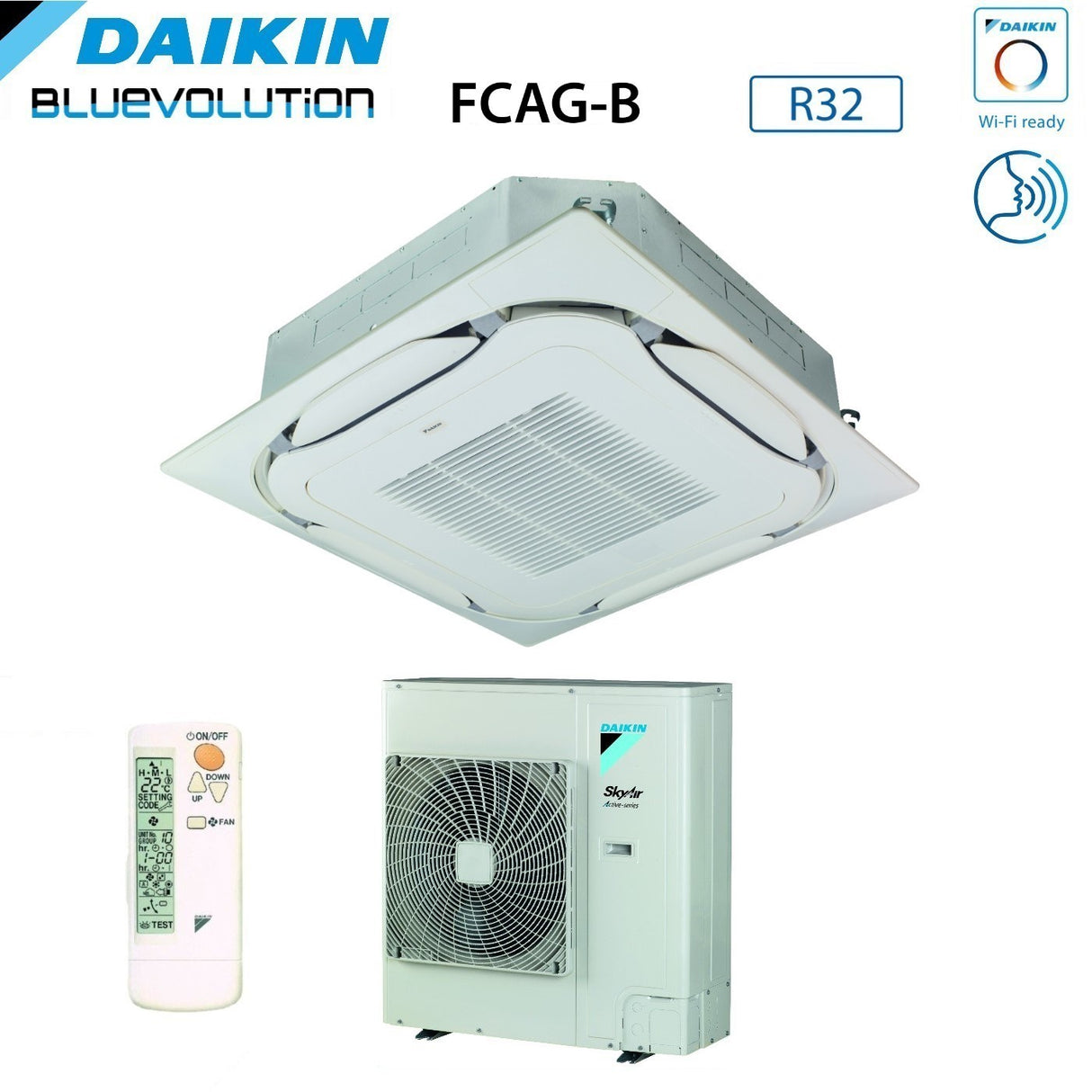 daikin climatizzatore condizionatore daikin bluevolution a cassetta round flow 36000 btu fcag100b azas100mv1 r 32 wi fi optional con griglia standard inclusa