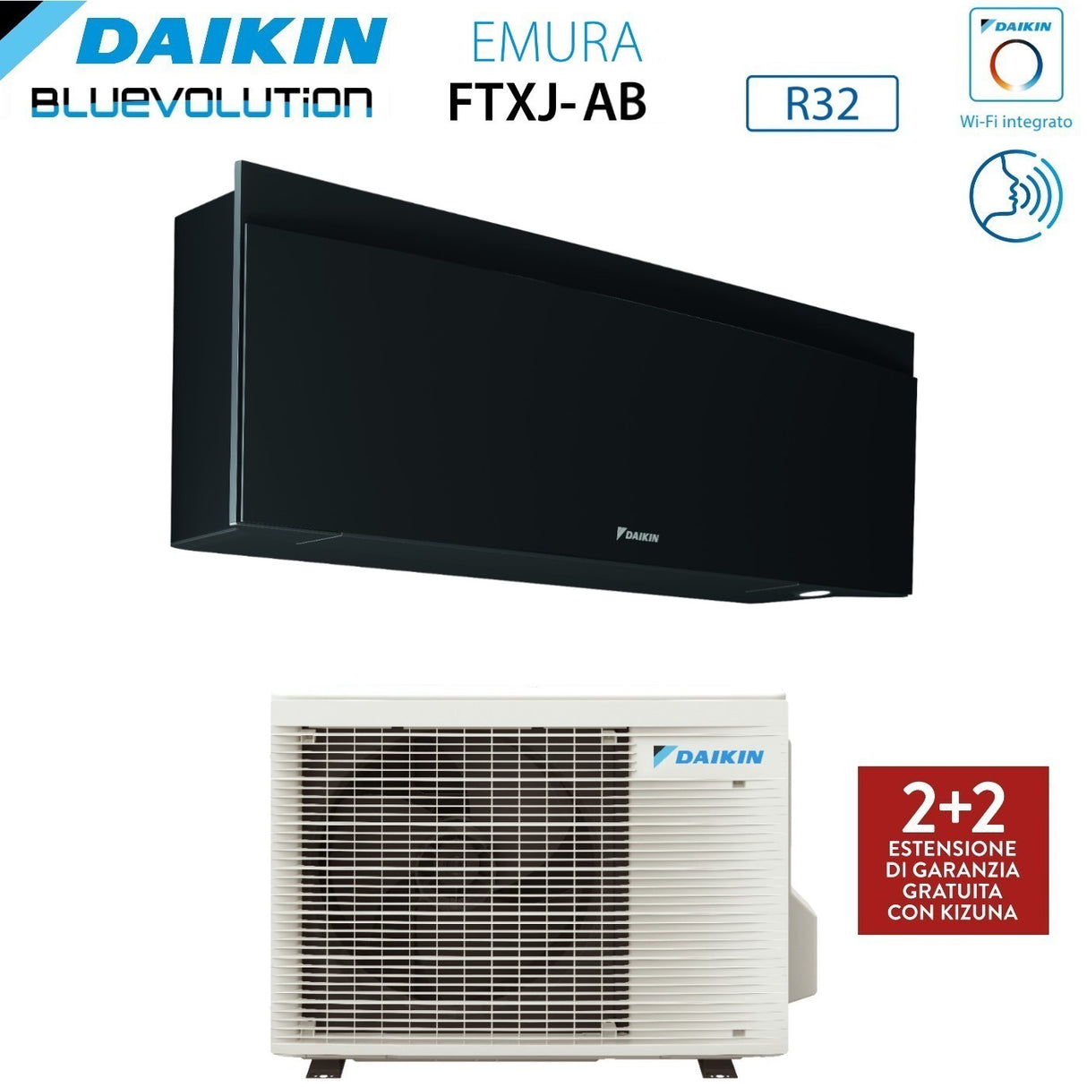 daikin climatizzatore condizionatore daikin bluevolution inverter serie emura black iii 7000 btu ftxj20ab r 32 wi fi integrato classe a garanzia italiana novita
