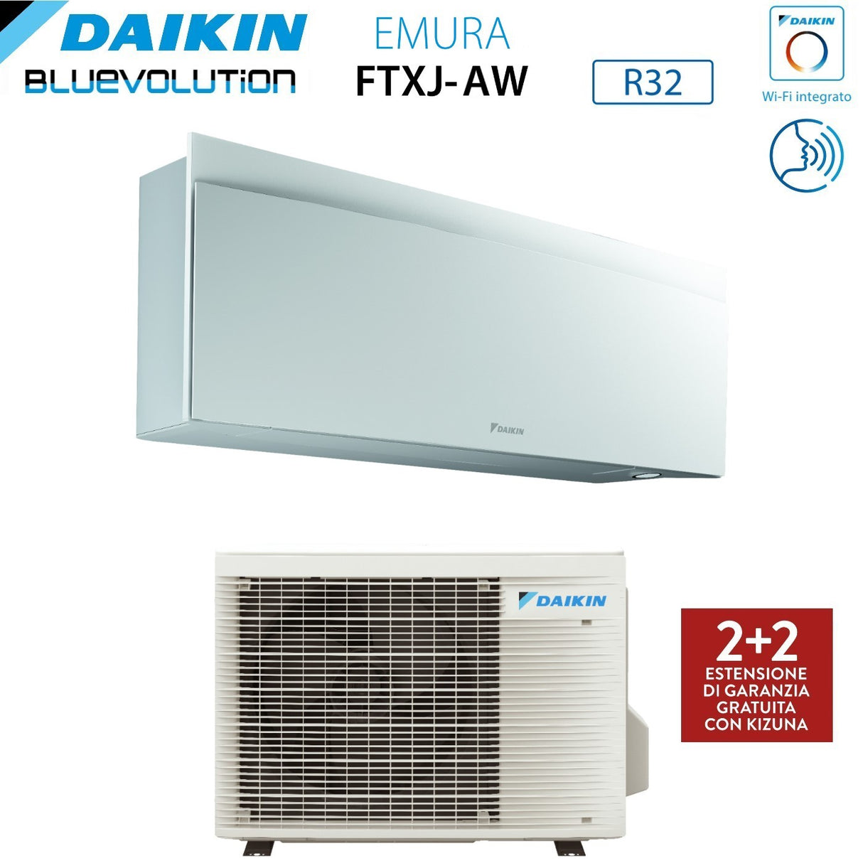 daikin climatizzatore condizionatore daikin bluevolution inverter serie emura white iii 7000 btu ftxj20aw r 32 wi fi integrato classe a garanzia italiana
