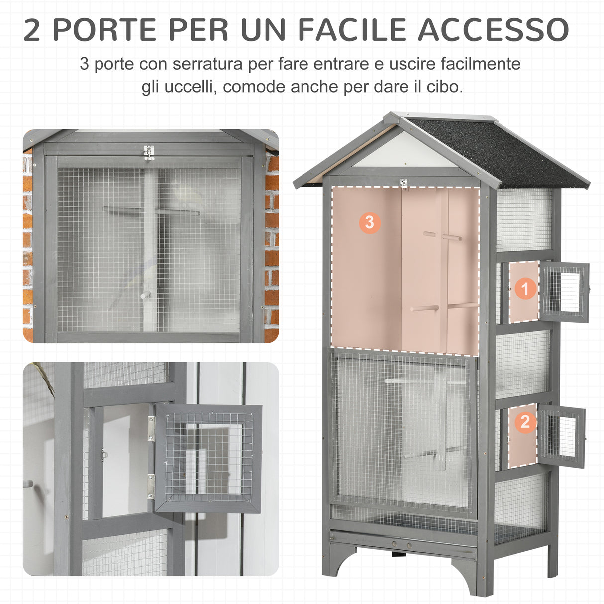 easycomfort area occasioni easycomfort voliera per uccelli da esterno in legno di abete 80 5x57x158 5cm grigio chiaro