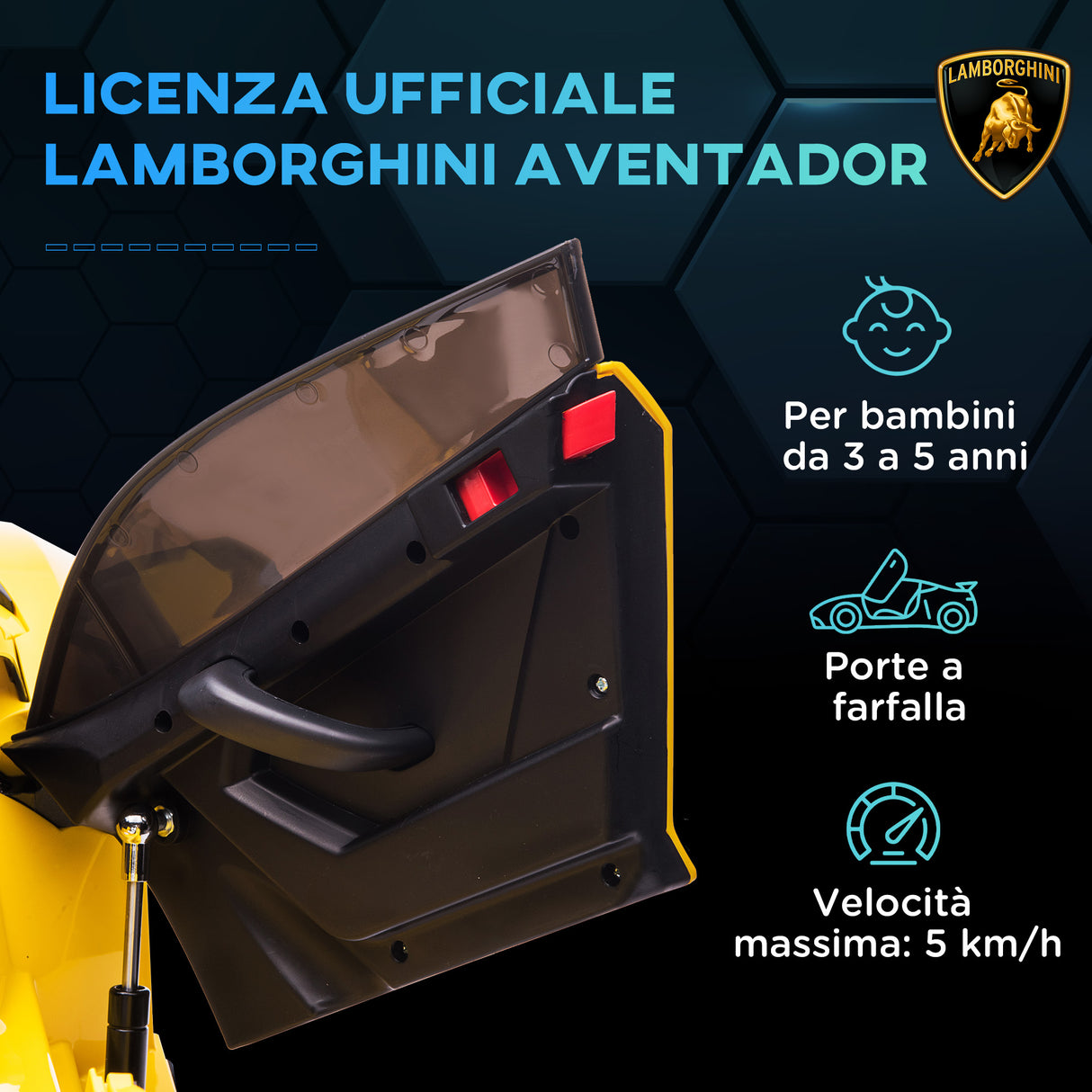 easycomfort easycomfort macchina elettrica per bambini 3 5 anni con licenza lamborghini auto 12v contelecomando clacson e musica giallo