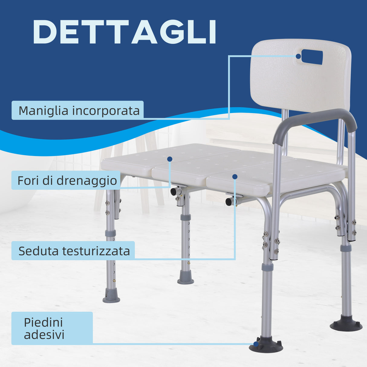 easycomfort easycomfort sedia per doccia e vasca altezza regolabile 6 livelli antiscivolo 79x57x80 92cm ean 8054111846165