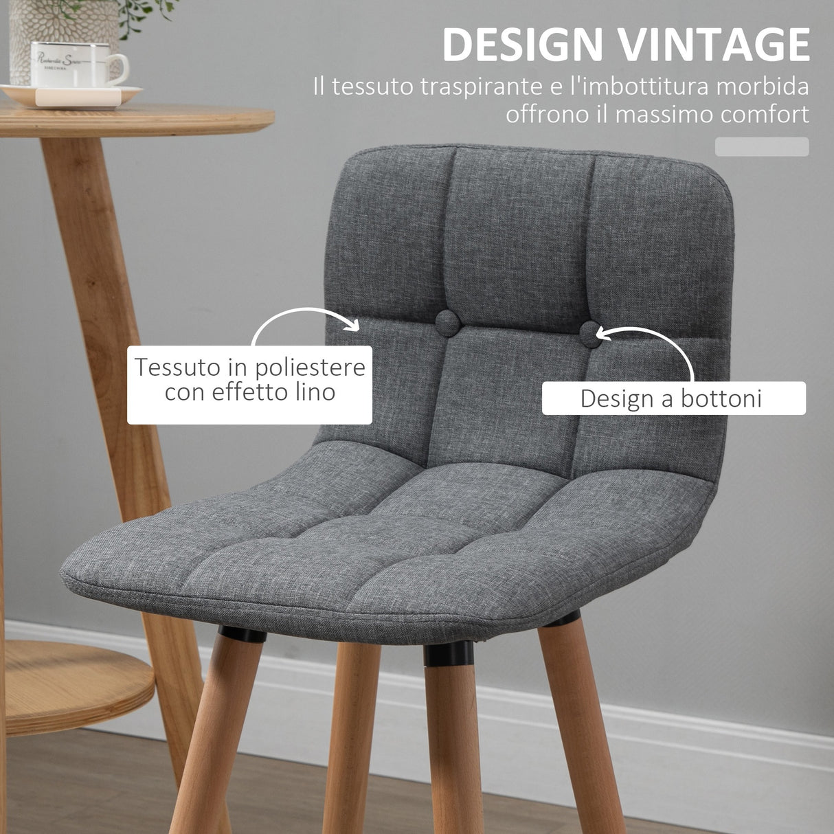 easycomfort easycomfort set 2 sgabelli da bar con schienale e poggiapiedi seduta imbottita in tessuto e gambe in legno grigio