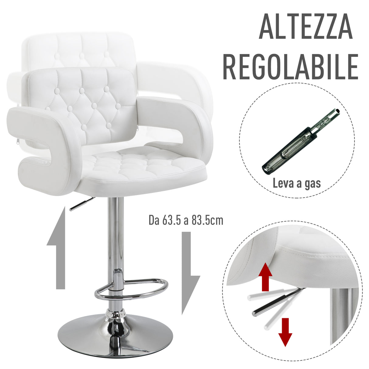 easycomfort easycomfort sgabello alto da bar con schienale e braccioli regolabile girevole ean 8054144130910