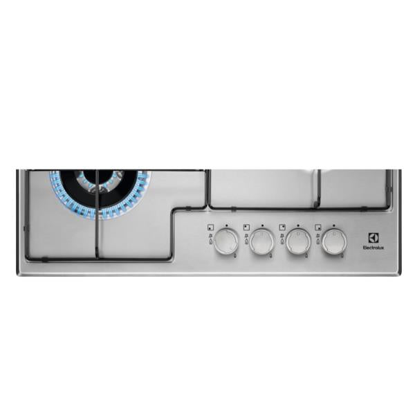 electrolux piano cottura a gas electrolux egs6434x 4 fuochi in acciaio smaltato lxp 74x51 cm con bruciatore wok multicorona ean 7332543789269