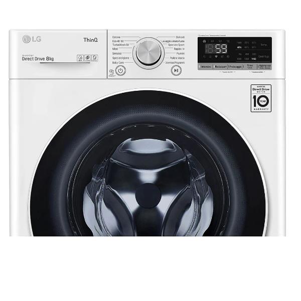 lg lavatrice a carica frontale lg 8 kg f4wv508n0e wifi inverter 1400 giri classe c ean 8806091150325