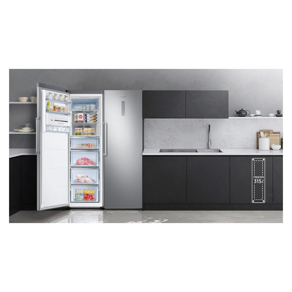 samsung congelatore verticale samsung rz32c7bfes9 ef serie twin ai 323 litri classe e 1853xl595xp644 total no frost smartthings metal inox ean 8806095077659