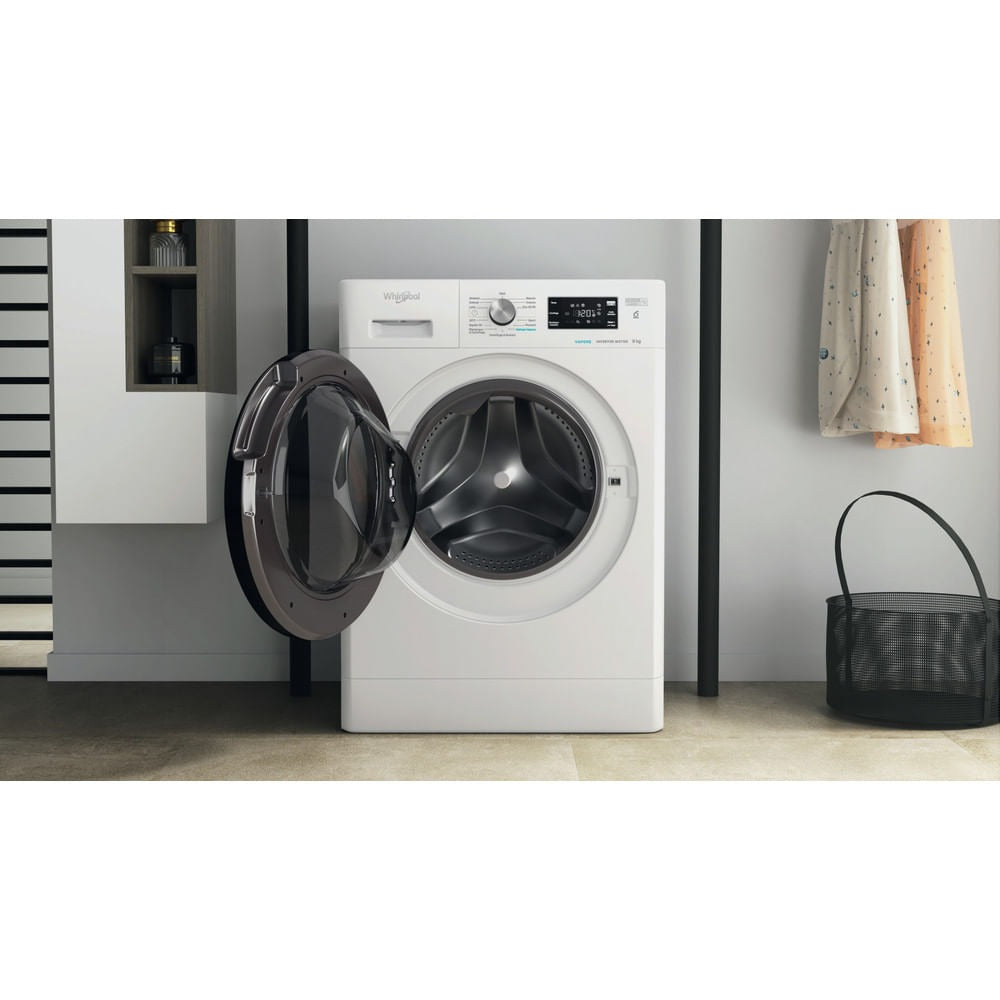 whirlpool lavatrice a carica frontale whirlpool ffb r8528 bv it 8 kg classe b 1200 giri a845xl595xp63 tecnologia 6 senso refresh vapore ean 8003437048968