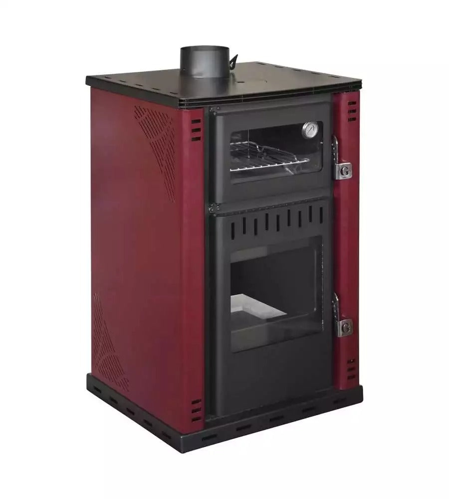divina fire stufa a legna con forno 276kw termostufa boiler 38lt elsa rossa ean 5200416400783