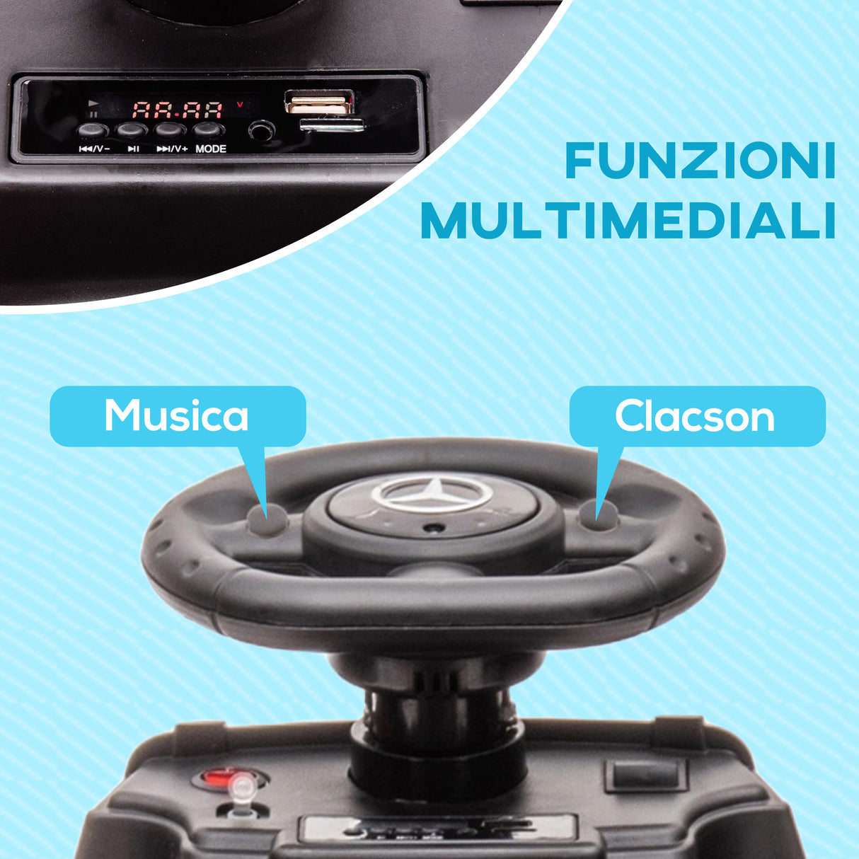 easycomfort easycomfort macchina elettrica per bambini 18 48 mesi con un clacson funzionante e usb auto licenza mercedes benz con musica beige