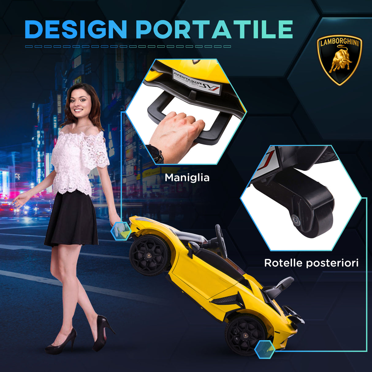 easycomfort easycomfort macchina elettrica per bambini 3 5 anni con licenza lamborghini auto 12v contelecomando clacson e musica giallo