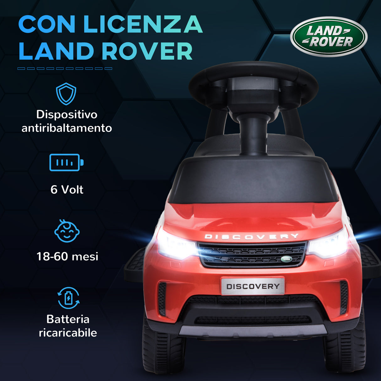 easycomfort easycomfort macchina elettrica per bambini auto con licenza land rover 6v funzionamento elettrico e a spinta velocita 3kmh rosso