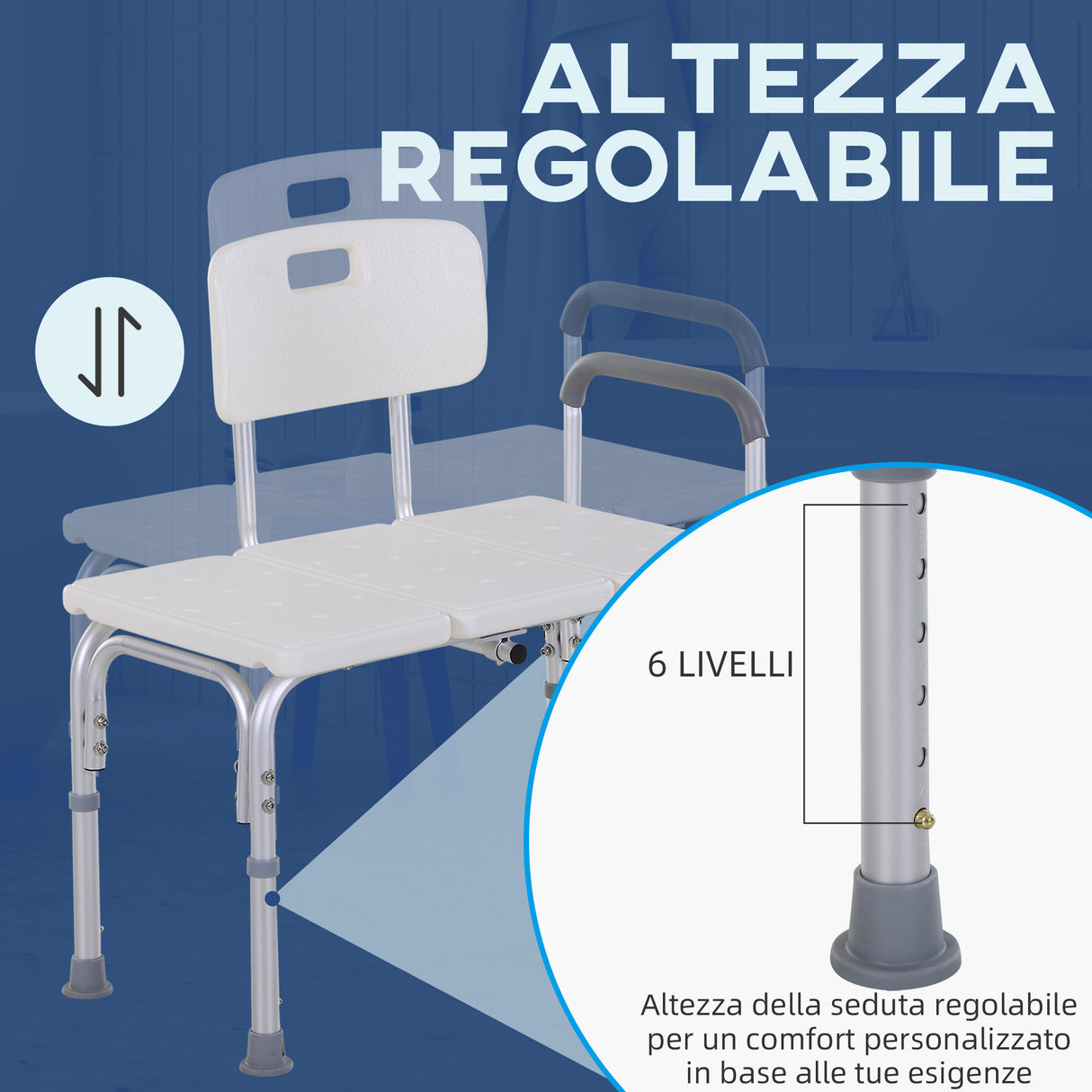 easycomfort easycomfort sedia per doccia e vasca altezza regolabile 6 livelli antiscivolo 79x57x80 92cm ean 8054111846165
