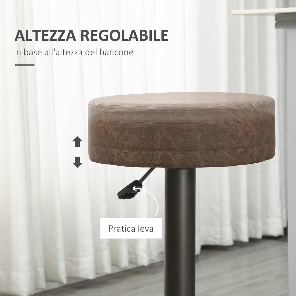 easycomfort easycomfort set 2 sgabelli da bar girevoli con poggiapiedi e altezza regolabile 35x36x64 85cm marrone