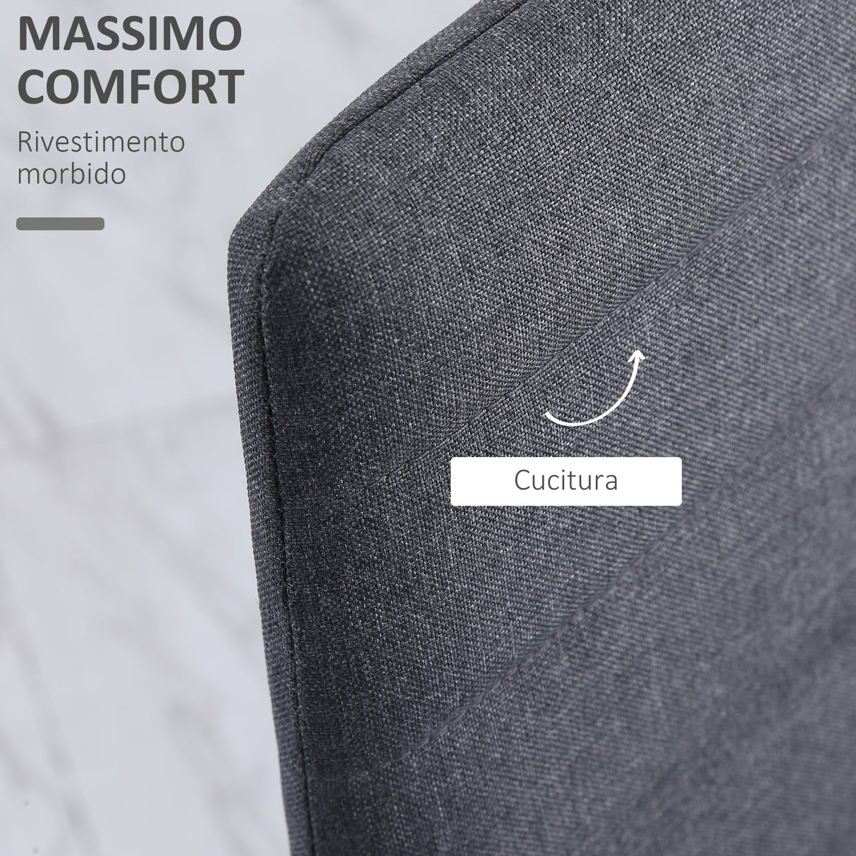 easycomfort easycomfort set 4 sedie imbottite in stile moderno in metallo e tessuto grigio