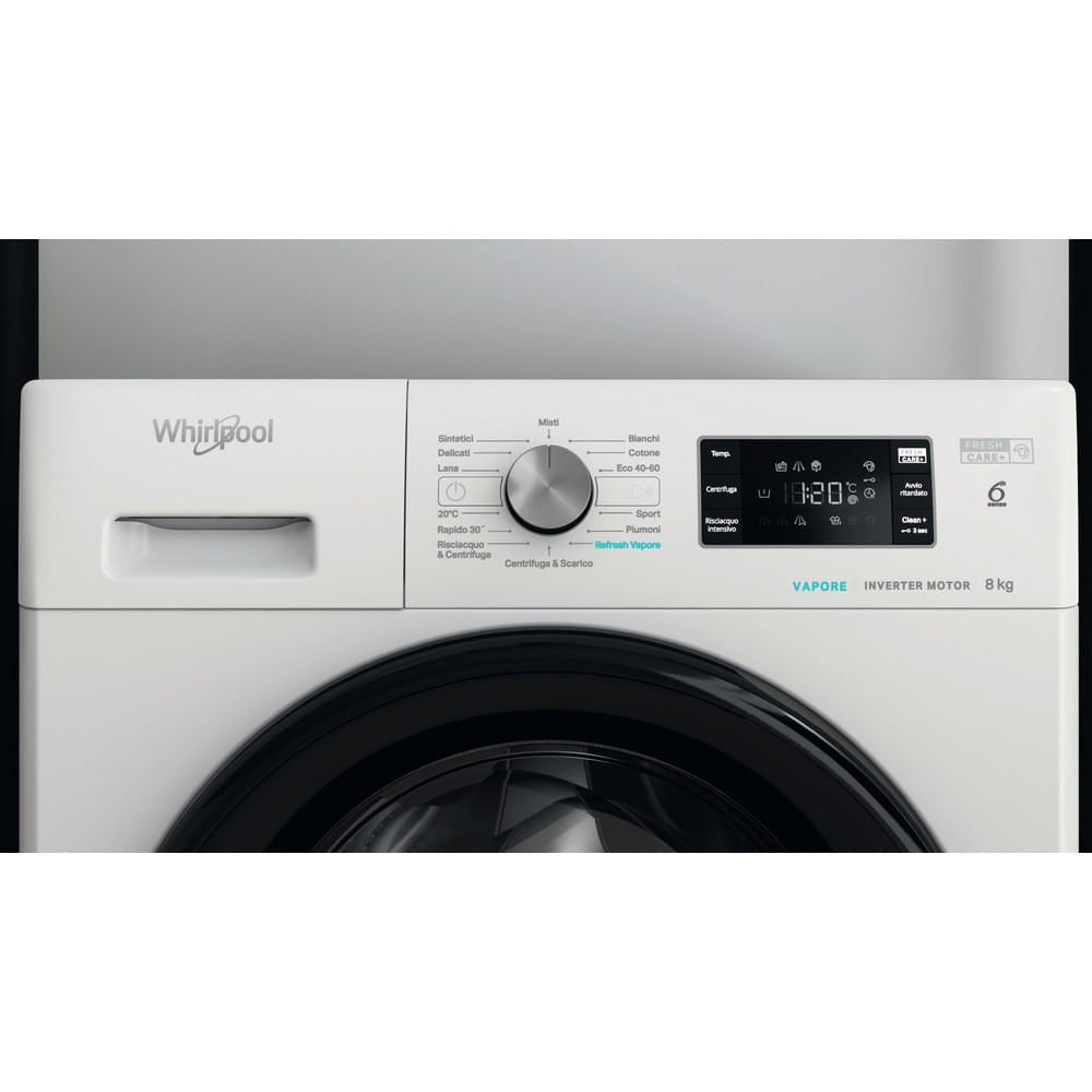 whirlpool lavatrice a carica frontale whirlpool ffb r8528 bv it 8 kg classe b 1200 giri a845xl595xp63 tecnologia 6 senso refresh vapore ean 8003437048968