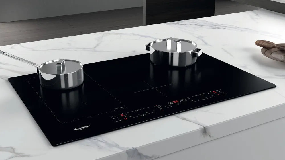 whirlpool piano cottura a induzione whirlpool wlb2977ne 4 fuochi in vetro nero lxp 77x54 flexicook booster wl b2977 ne ean 8003437601699