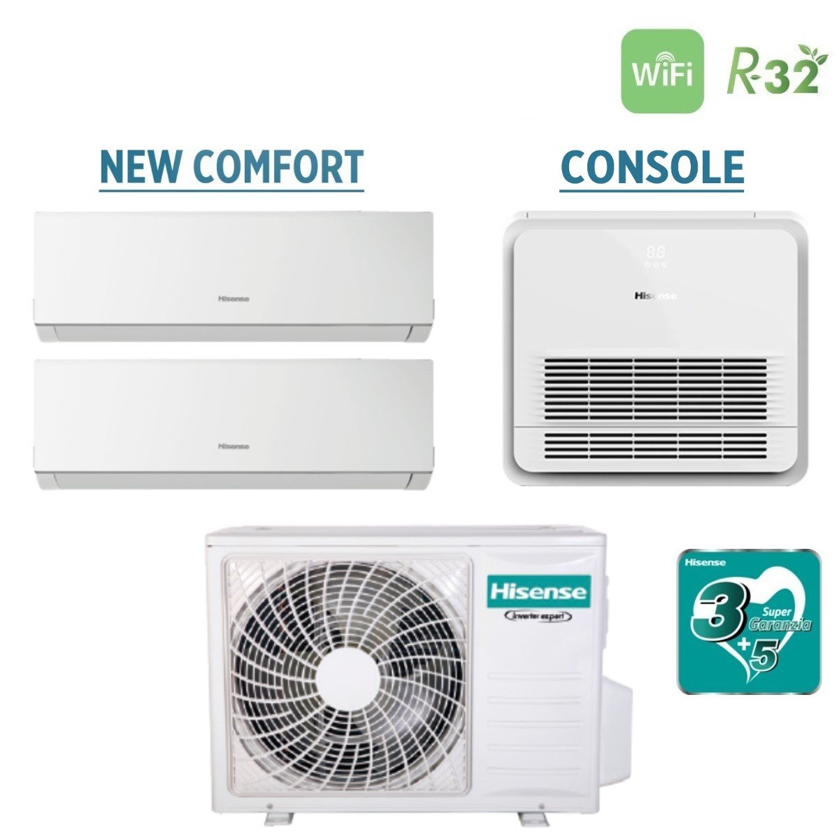 hisense climatizzatore condizionatore hisense trial split inverter serie new comfort 900012000 btu console akt 9000 btu con 3amw72u4rfa r 32 wi fi optional 9912