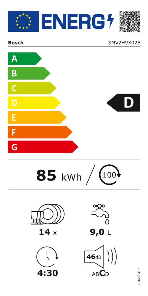 bosch lavastoviglie ad incasso bosch serie 2 smv2hvx02e 14 coperti classe d a815xl598xp55 home connect alexa google assistant ean 4242005434084
