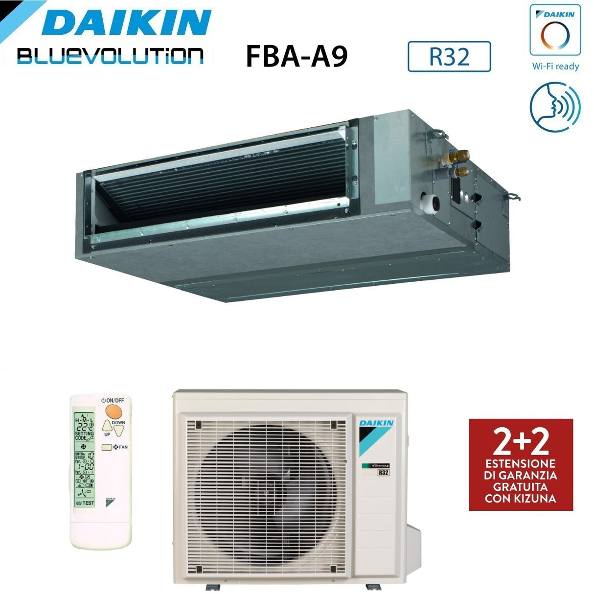 daikin climatizzatore condizionatore daikin bluevolution canalizzato media prevalenza 18000 btu fba50a monofase r 32 wi fi optional con comando a filo garanzia italiana