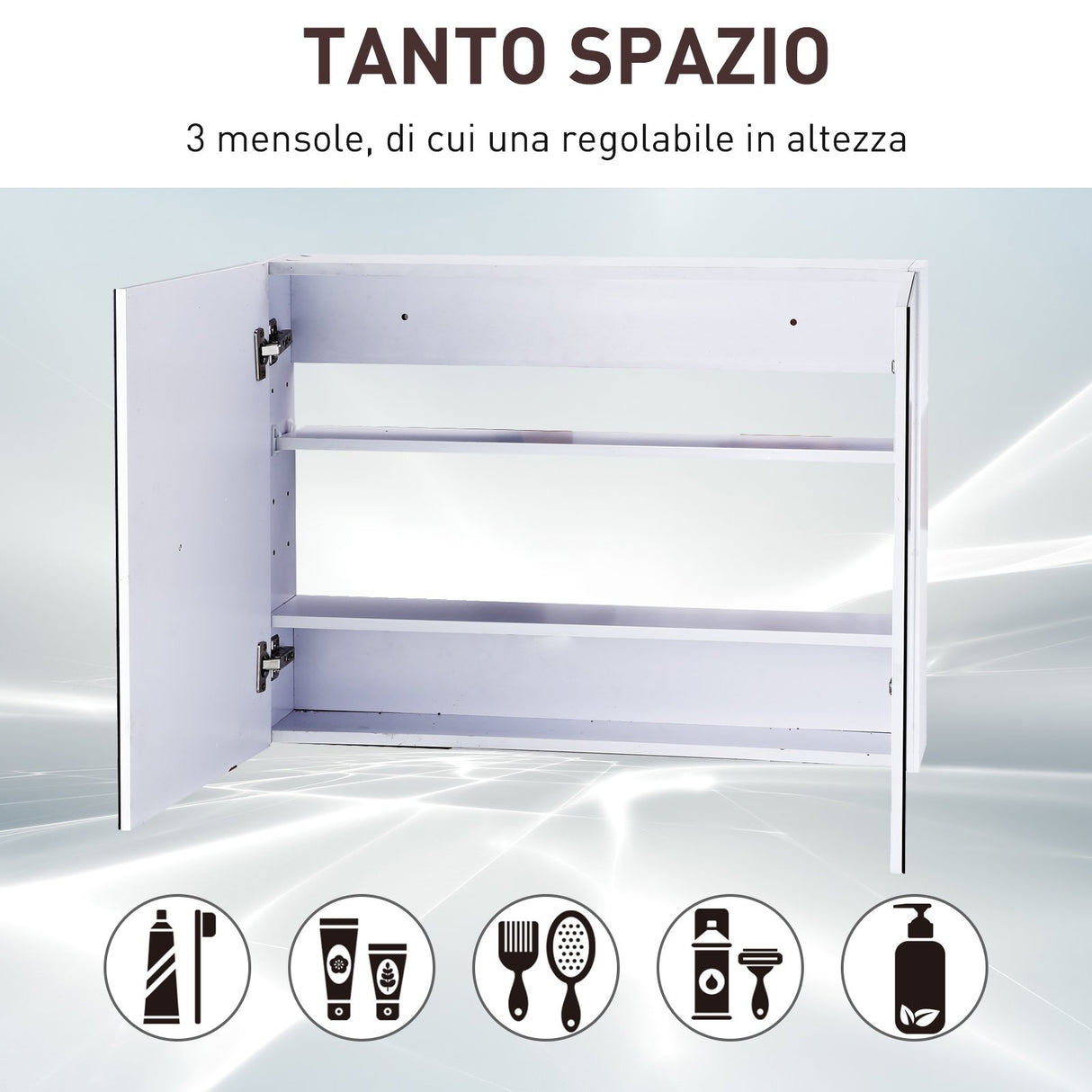 easycomfort easycomfort armadietto pensile da bagno con specchiera e 3 ripiani in mdf bianco 80 x 60 x 15cm ean 8054111844000