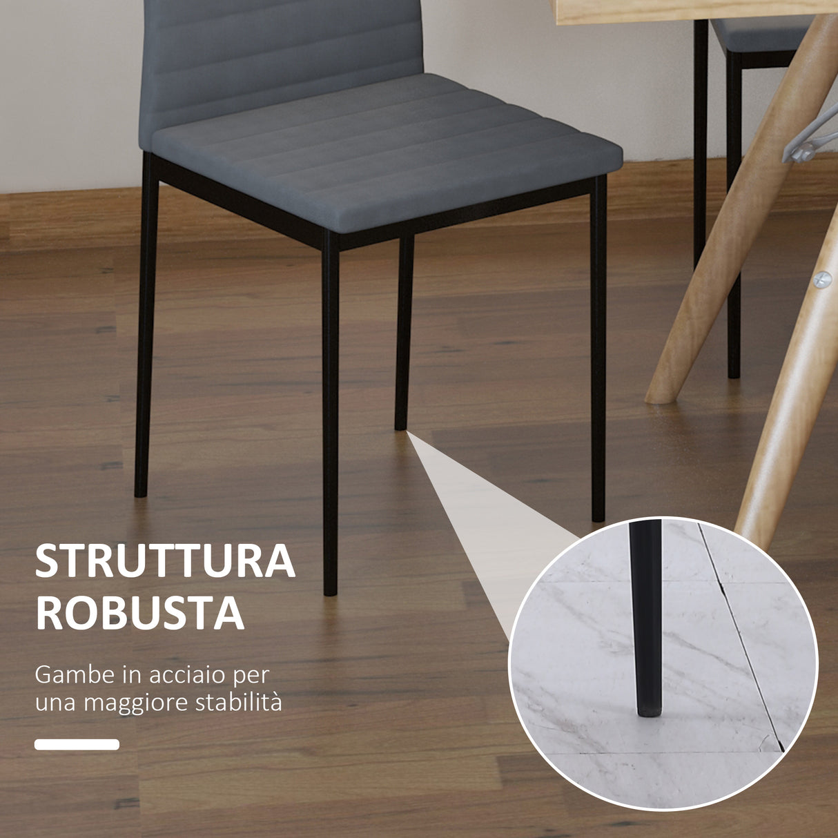 easycomfort easycomfort set 4 sedie imbottite in stile moderno in metallo e tessuto grigio