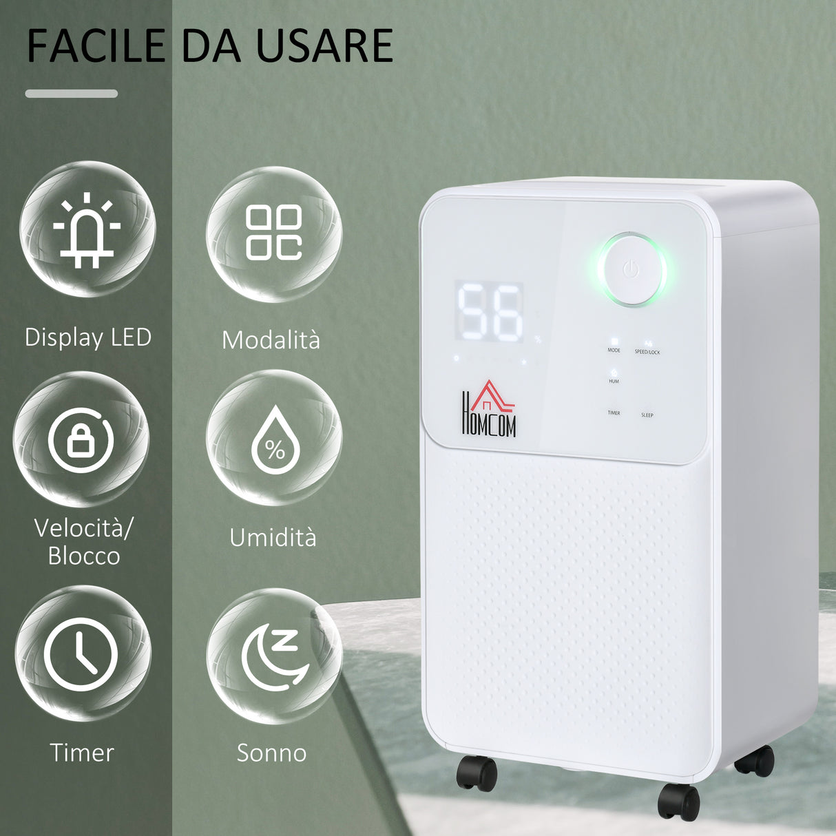 easycomfort easycomfort deumidificatore portatile da 16l 4 modalita e 2 velocita timer 24h 28x20x50.5cm bianco