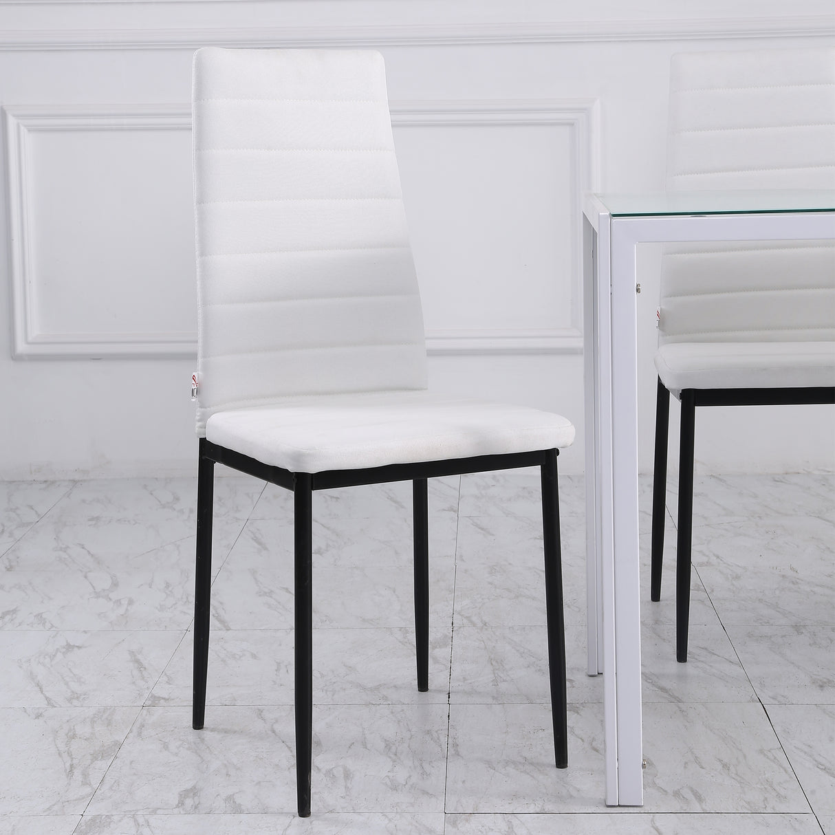 easycomfort easycomfort set 4 sedie imbottite stile moderno in metallo e tessuto bianco