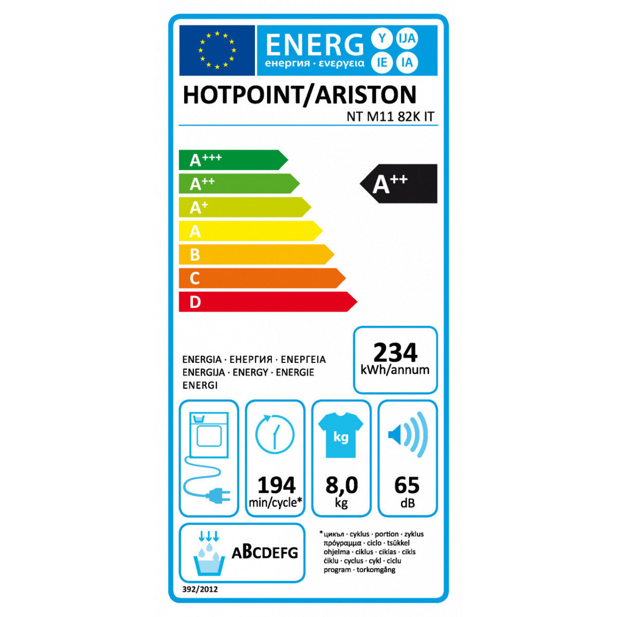 hotpoint ariston asciugatrice a pompa di calore hotpoint ariston 8 kg ntm1182kit lxpxa 595x655x85 motore asincrono psc filtro easy cleaning nt m11 82k it classe a ean 8050147658178