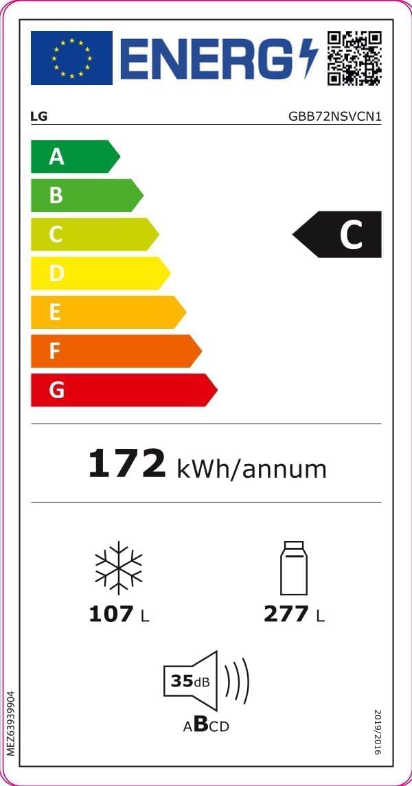 lg frigorifero combinato lg gbb72nsvcn1 384 litri classe c a203xl595xp675 total no frost inox ean 8806091825261