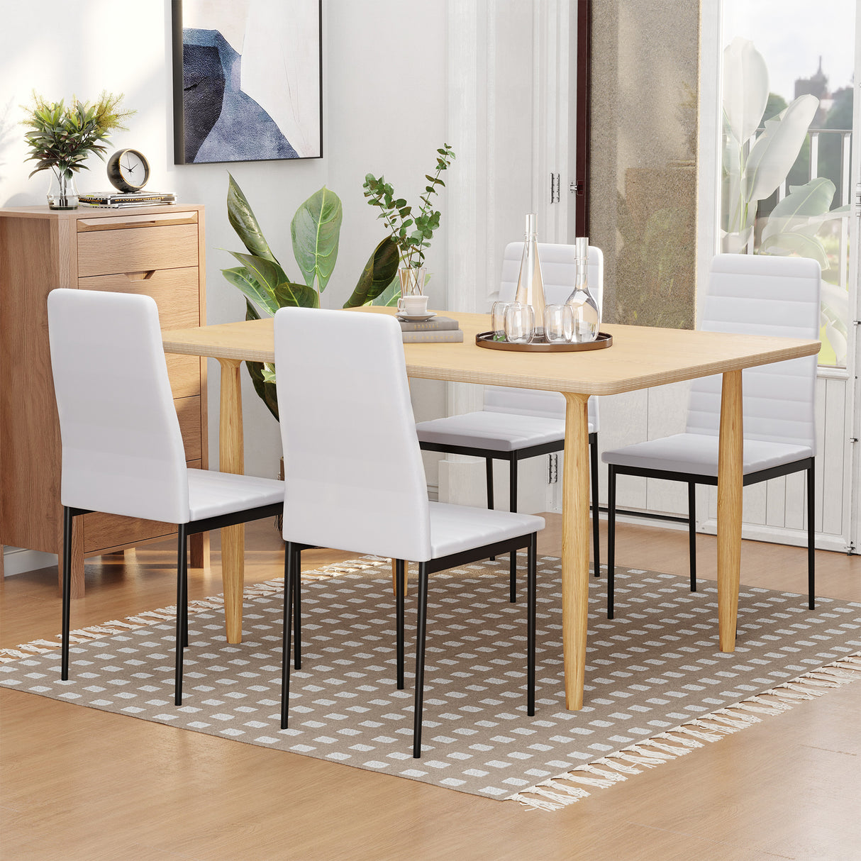 easycomfort easycomfort set 4 sedie imbottite stile moderno in metallo e tessuto bianco